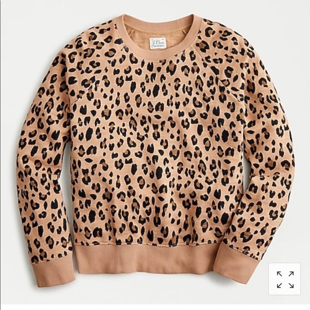 J Crew Vintage 100% cotton terry crew neck sweatshirt leopard large